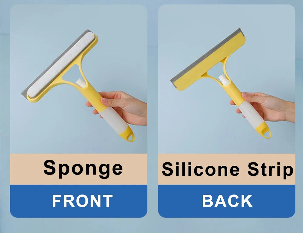 Squeegee with sponge and silicone strip on a blue background