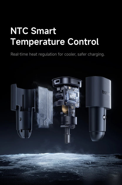 Baseus Car Charger 30W/60W – USB-C PD3.0 Fast Charging, Dual Port for iPhone & Android
