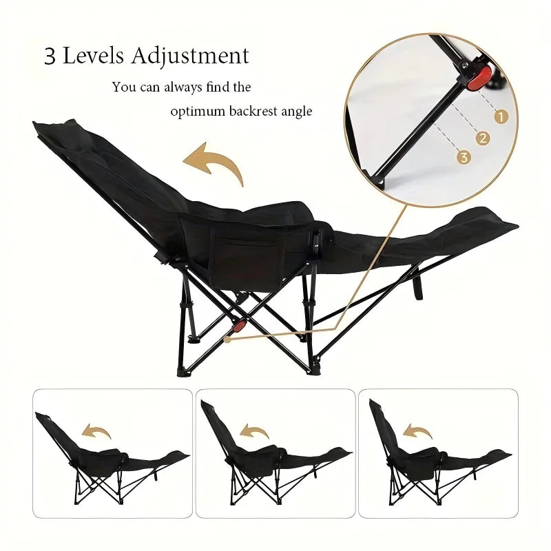Heavy-Duty Foldable Beach Chair – Adjustable Height, 300 lb Capacity, Portable Camping & Outdoor Chair