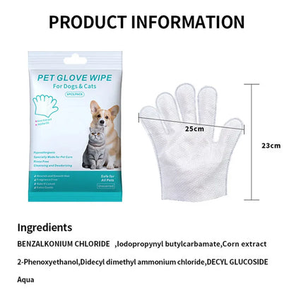 Pet cleaning supplies disposable gloves cat and dog bath cleaning   wet wipes gloves deodorizing Grooming Gloves for Daily Care