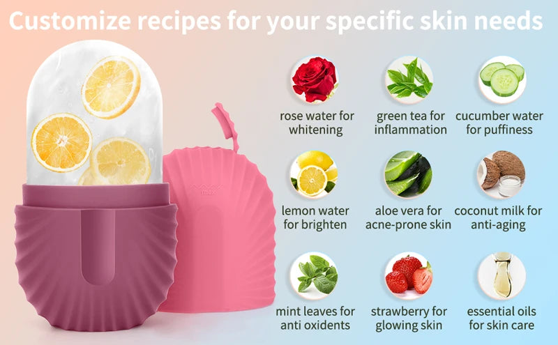 Silicone mold with ingredients for skincare recipes on a pink background