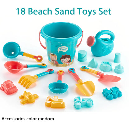 18-Piece Beach Sand Toy Set – Durable Outdoor Sand Play Tools for Kids