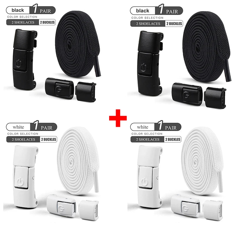 No-Tie Elastic Shoe Laces with Press Lock – Quick Fit Stretch Laces for Adults & Kids | Sports, Travel & Everyday Use