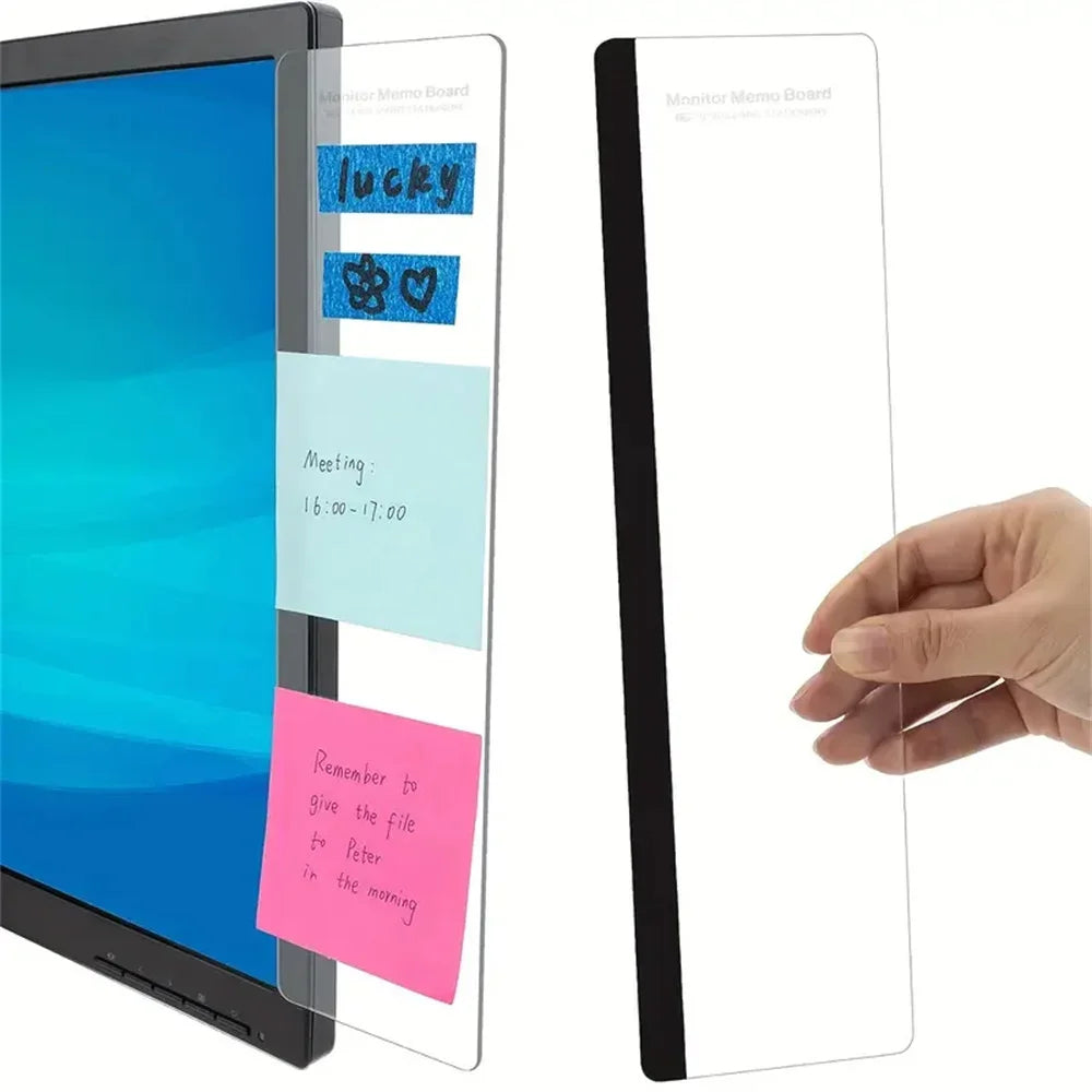 Acrylic Monitor Memo Board – Sticky Note Holder & Workspace Organizer
