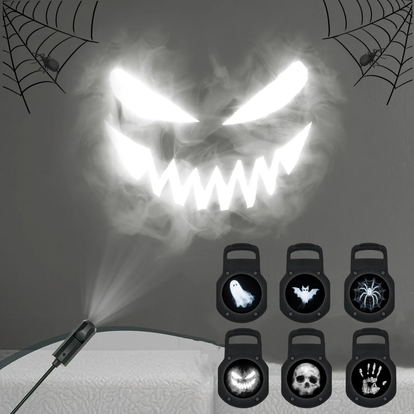 USB LED Projector Night Light – Switchable Halloween & Christmas Pattern Lamp for Ceiling, Wall & Window Decor