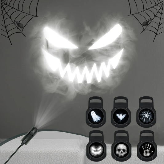USB LED Projector Night Light – Switchable Halloween & Christmas Pattern Lamp for Ceiling, Wall & Window Decor