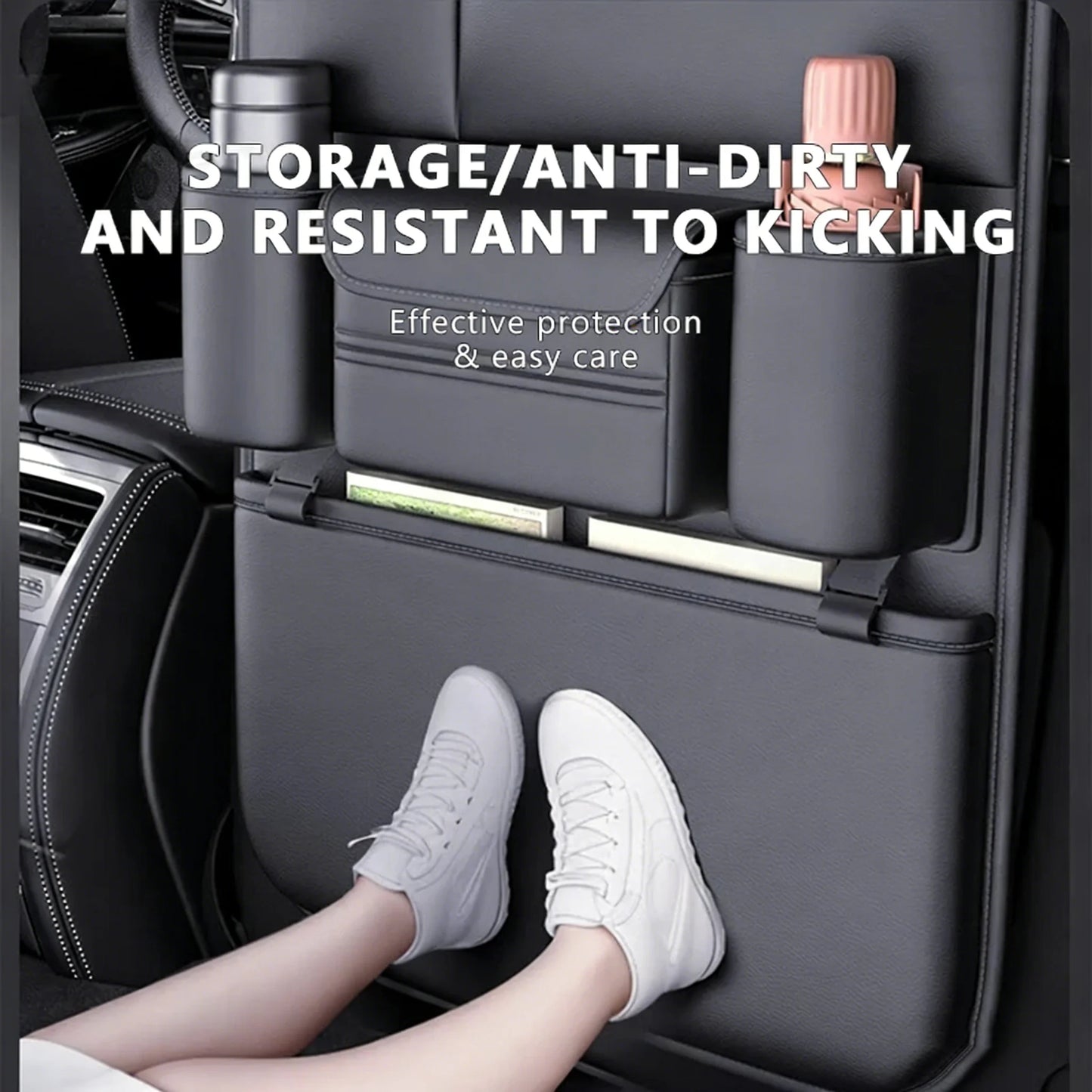 Car Seat Back Organizer – 6-Pocket Storage Bag with Anti-Kick Pad, Waterproof & Wear-Resistant