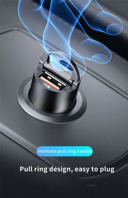 Mini Car Charger – 200W QC3.0 & PD Fast Charging | USB-A + USB-C | iPhone, Samsung, Xiaomi