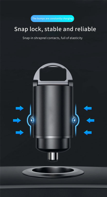 Mini Car Charger – 200W QC3.0 & PD Fast Charging | USB-A + USB-C | iPhone, Samsung, Xiaomi