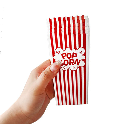 Striped Popcorn Boxes for Movie Night — 10–50 Pack