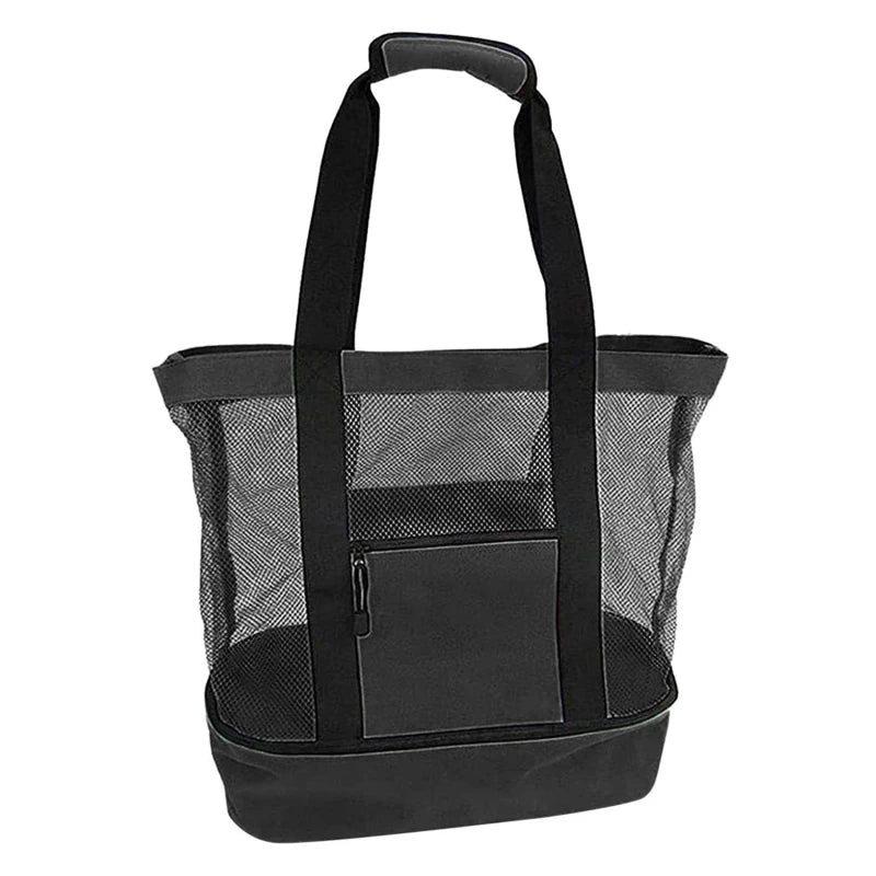 Large Insulated Beach Cooler Tote – Mesh Picnic Bag for Food, Drinks & Towels