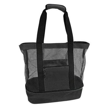 Large Insulated Beach Cooler Tote – Mesh Picnic Bag for Food, Drinks & Towels