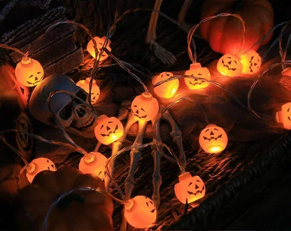 Halloween LED String Lights – 1.5m 10-Light Battery Powered | Pumpkin, Ghost, Skull & More