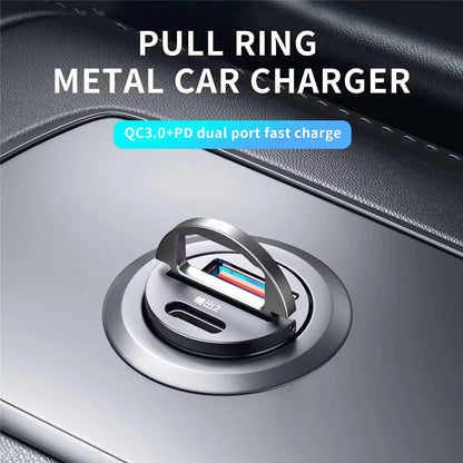 Mini Car Charger – 200W QC3.0 & PD Fast Charging | USB-A + USB-C | iPhone, Samsung, Xiaomi