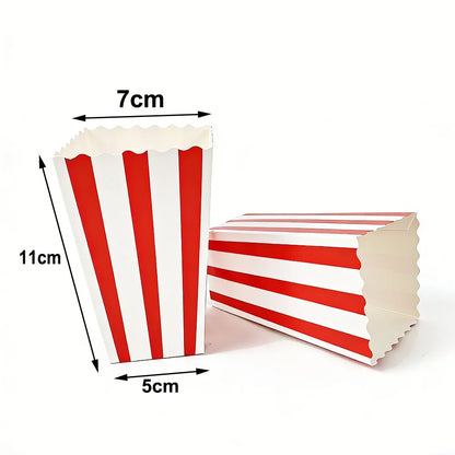 Striped Popcorn Boxes for Movie Night — 10–50 Pack