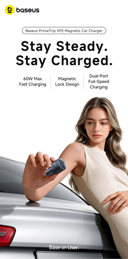 Baseus Car Charger 30W/60W – USB-C PD3.0 Fast Charging, Dual Port for iPhone & Android