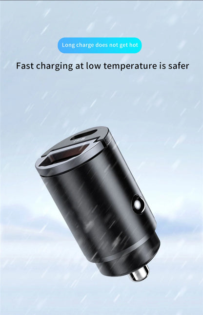 Mini Car Charger – 200W QC3.0 & PD Fast Charging | USB-A + USB-C | iPhone, Samsung, Xiaomi