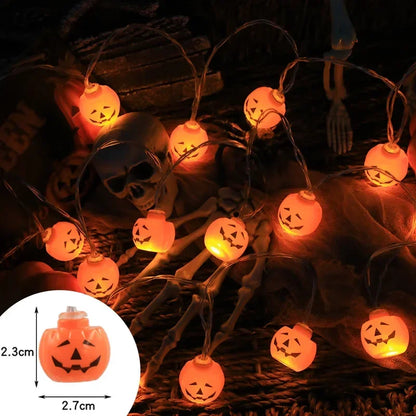Halloween LED String Lights – 1.5m 10-Light Battery Powered | Pumpkin, Ghost, Skull & More