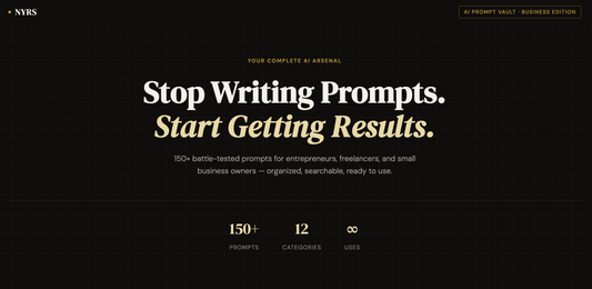 Promotional graphic for an AI-generated writing prompts service with text on a black background.