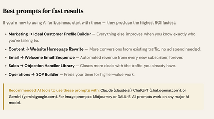 List of best prompts for fast results with AI tools on a white background